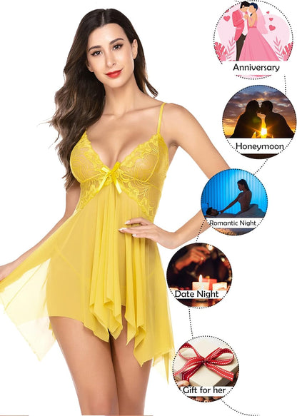 Lingerie for Women Lace Babydoll Sleepwear Boudoir Outfits plus Size Langeray XS-5XL